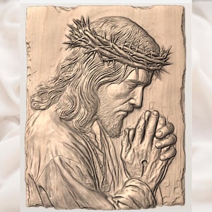 Praying Jesus Relief STL view 3