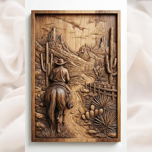 Desert Cowboy Landscape 3D Relief STL view 1