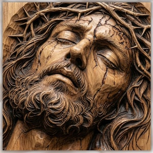Jesus Face 3D Relief STL view 1