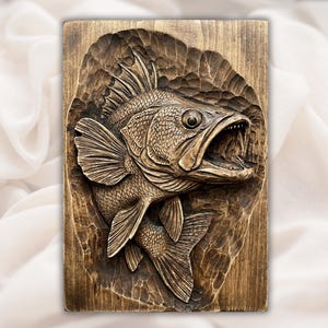 Bass Fish 3D Relief STL File view 1