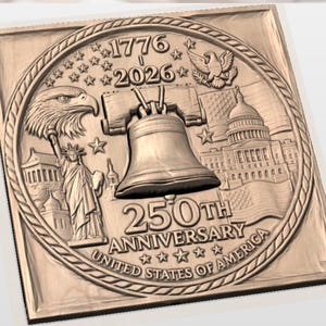 American 250 Anniversary Bas Relief STL view 2