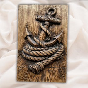 Nautical Anchor Rope 3D Relief STL File view 1
