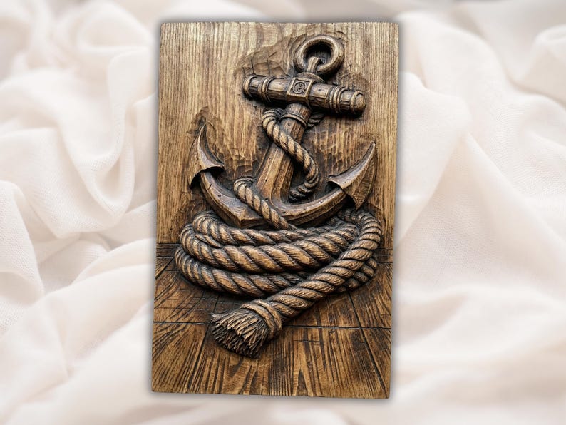 Nautical Anchor Rope 3D Relief STL File