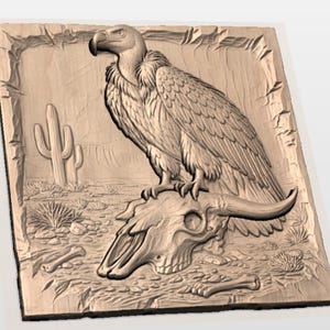 Desert Vulture Relief STL view 2
