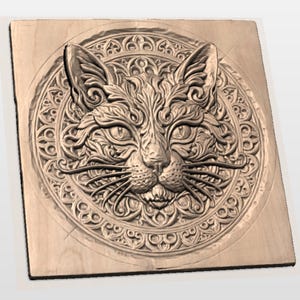 Cat Mandala 3D Relief STL view 2