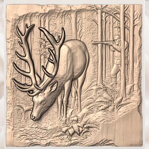 Elk Hunting Scene STL view 3