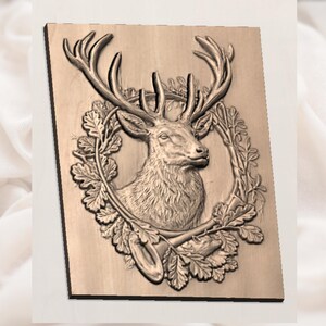 Stag Deer Head STL Relief view 3