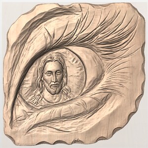 Eye With Jesus 3D Relief STL view 3