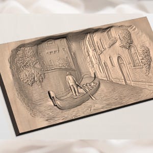 Venice Canal Gondola 3D Relief STL view 2