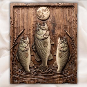 Bass Fish Moon STL view 1