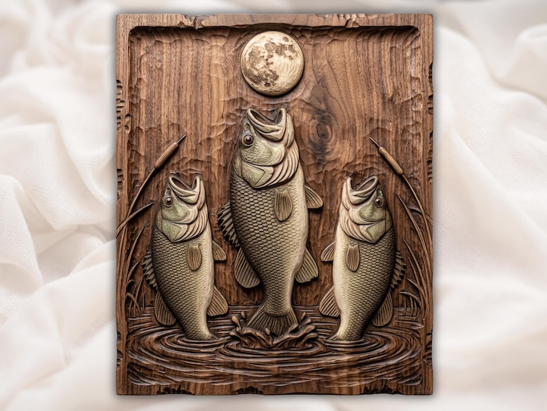 Bass Fish Moon STL