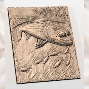 Piranha Fish 3D Relief STL view 2