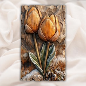 Tulip Flowers 3D Relief STL for CNC Router view 1
