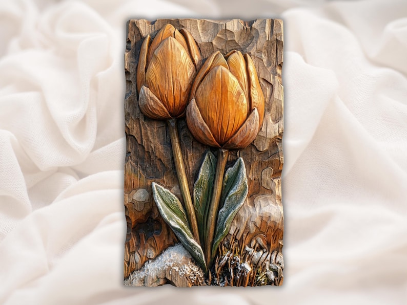 Tulip Flowers 3D Relief STL for CNC Router