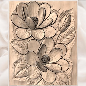 Blue Magnolia Flower 3D Relief STL for CNC Router view 3