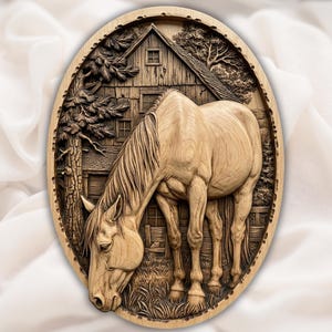 Horse Barn 3D Relief STL view 1