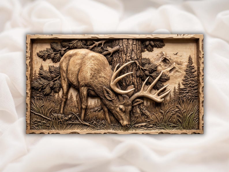 Antlered Deer Forest Scene STL