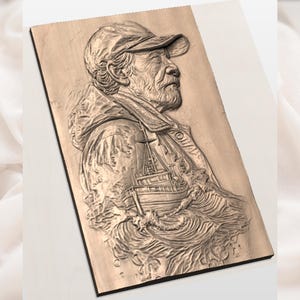 Fisherman Portrait 3D Relief STL File view 2