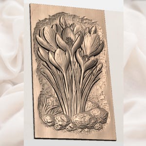 Crocus Flowers 3D Relief STL view 2
