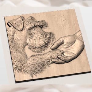 Schnauzer Paw Hand 3D Relief STL view 3