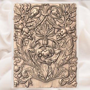 Baroque Acanthus Floral Ornament 3D Relief STL view 3