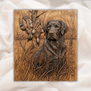 Duck Hunting Lab 3D Relief STL view 1