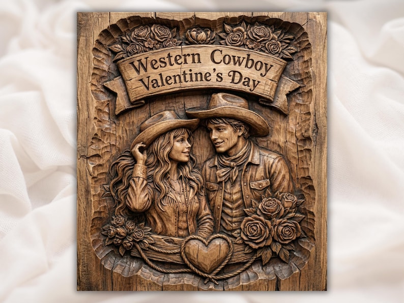 Western Cowboy Valentine’s Day 3D Relief STL