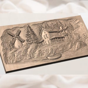 Rustic Farm Landscape 3D Relief STL view 2