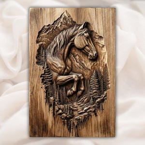 Wild Horse 3D Relief STL view 1