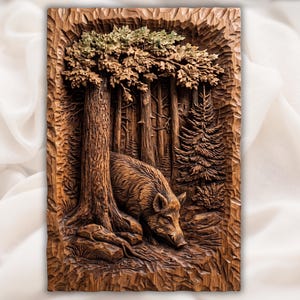 Wild Boar Forest Relief STL view 1