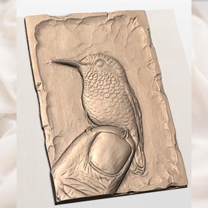Hummingbird on Finger Relief STL view 2