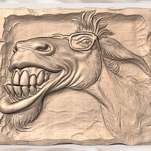 Funny Donkey Face 3D Relief STL view 3