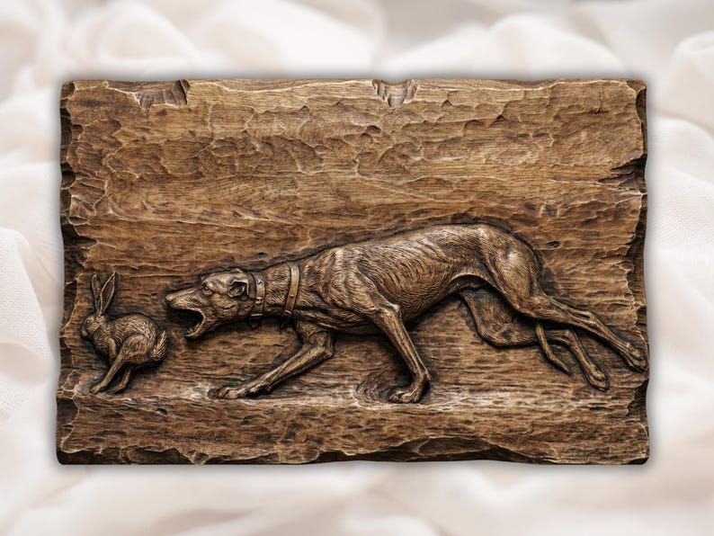 Hunting Dog & Rabbit STL 3D Relief