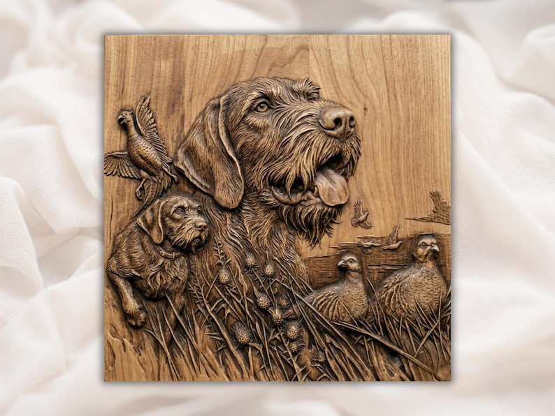 Hunting Dog Portrait 3D Relief STL