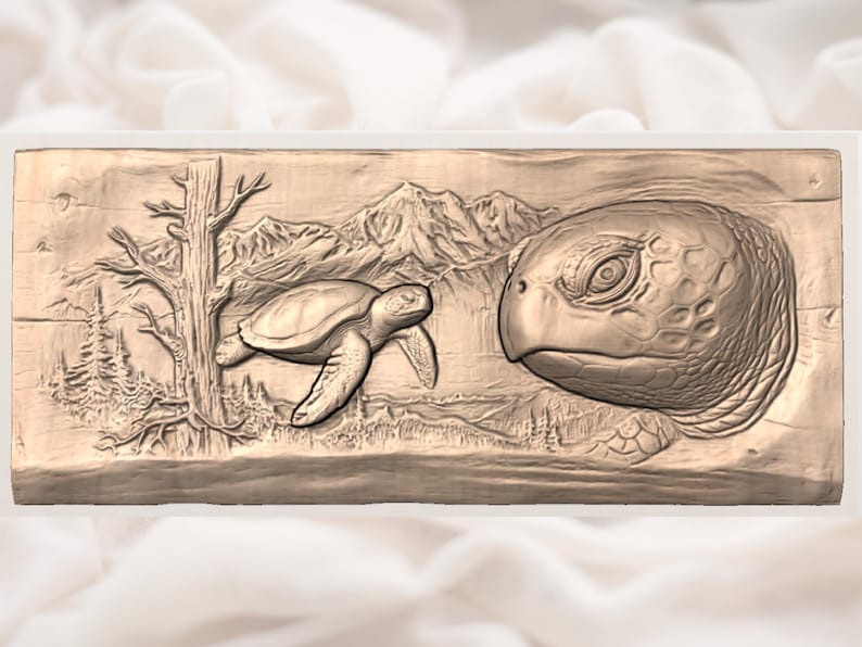Archivo STL de relieve de tortuga marina para CNC / Arte mural costero marino / Placa rústica de madera tallada a mano / Decoración de vida silvestre marina / Regalo para amantes de las tortugas imagen 3