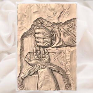 Crucifixion Hands & Nail 3D Relief STL view 3