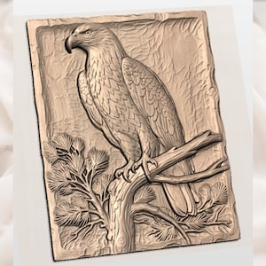 Bald Eagle 3D Relief STL for CNC Router view 2