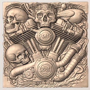 Steampunk Skull Engine STL view 3