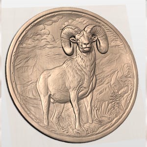 Bighorn Sheep 3D Relief STL for CNC Router view 3
