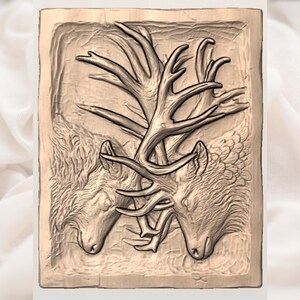 Deer Buck Antlers 3D Relief STL File view 3