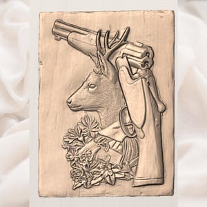 Deer & Shotgun 3D Relief STL view 3