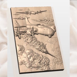 WW2 Bomber Plane 3D Relief STL view 3