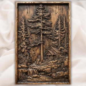 Forest Cabin Landscape 3D Relief STL view 1