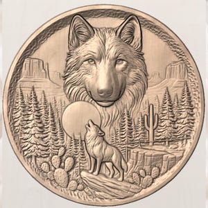 Howling Wolf Moon STL view 3