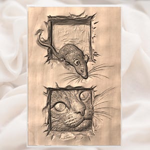 Cat & Mouse Relief STL view 2