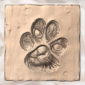 Cat Paw Print 3D Relief STL File view 2