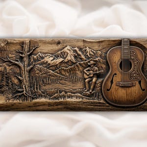 Western Guitar Relief STL view 1