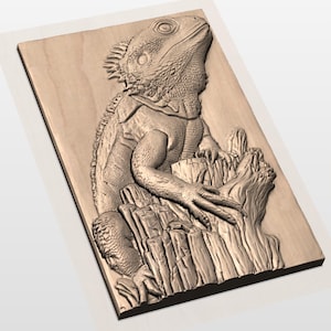Bearded Dragon Lizard 3D Relief STL view 2