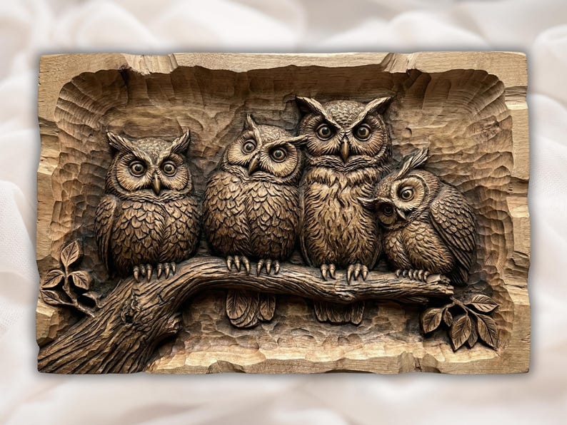 Owl Family Relief STL