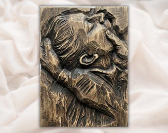 Abstract Couple Kiss 3D Relief STL| Modern Lovers CNC Carving | Romantic Wall Art Panel | Aspire, VCarve Pro, Carveco, Fusion 360, ArtCAM